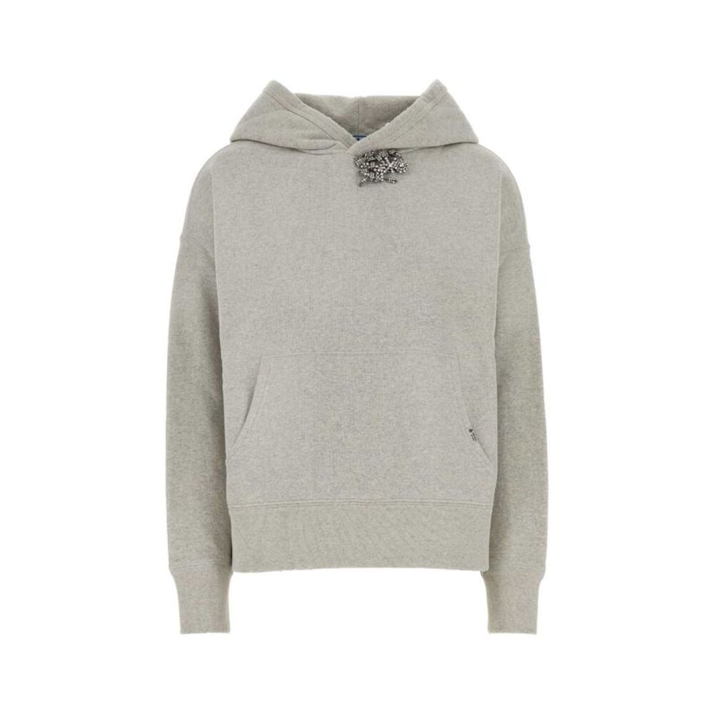 Prada Women Melange Grey Cotton Oversize Sweatshirt